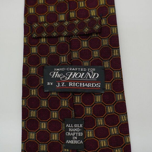 J.Z. Richards "The Hound" Purple Tan Geometric Woven Wide Silk Tie - Picture 3 of 7